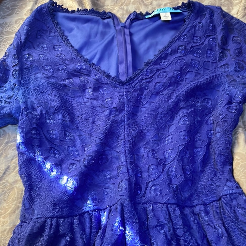 So cute royal blue dress lace all over with a garment underneath